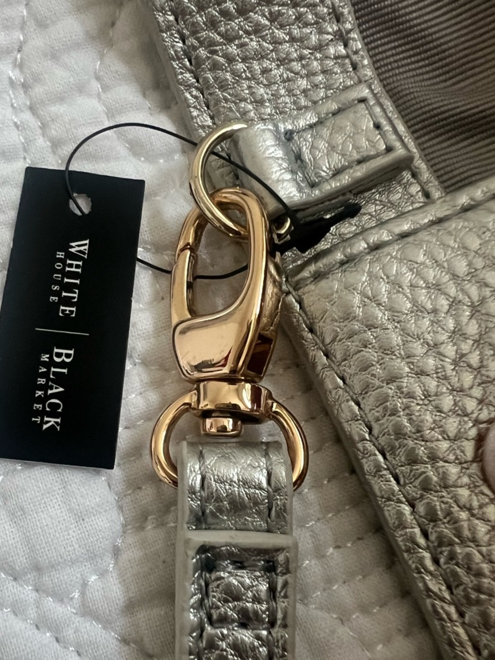White House Black Market Metallic Silver Envelope Oversized Clutch NEW - Picture 3 of 7